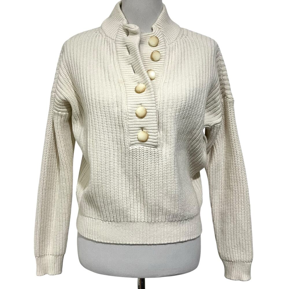 Sezane Lucas Jumper Pullover Wool Blend Oversized Sweater Ecru Cream Ivory XS
